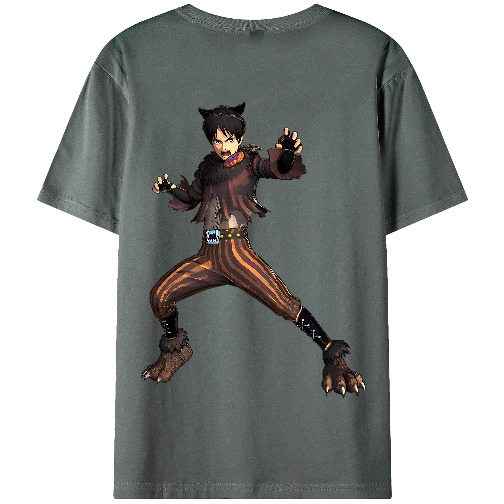 （画像用） 進撃の巨人 エレン･イェーガー Attack on Titan Eren Jäger 綿100％半袖Tシャツ（背面プリント）